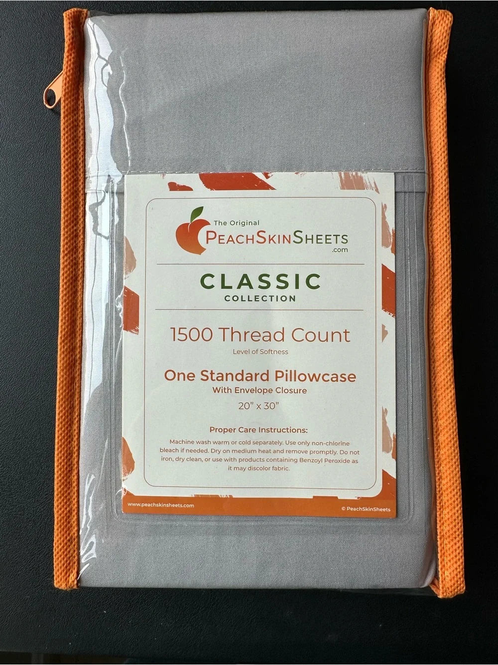 PeachSkin Sheets Classic 1500 Thread Count Standard Pillowcases (2) — Silver